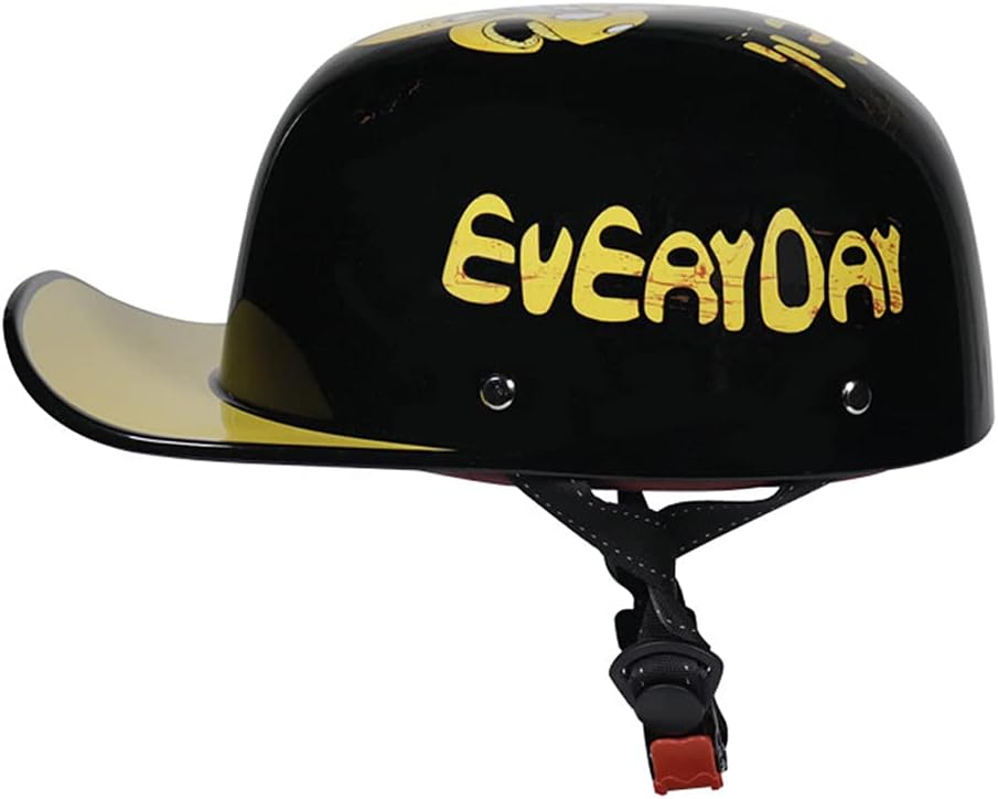 Woljay Vintage Open Face Motorcycle Helmet Baseball Cap Half Helmets Retro Men Women for Chopper Cruiser Street Scooter Moped Cap Jet - DOT Certified