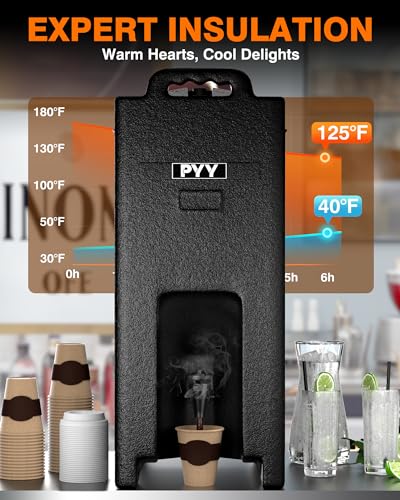 Image of PYY Insulated Beverage Dispenser, Hot and Cold Drink Container with Handles, Thermal Drink Dispenser Cooler Server carrier For Commercial Catering, Black