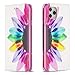 Miagon Brieftasche Hülle für iPhone 12 Pro,Kreativ Gemalt Handytasche Case PU Leder Geldbörse mit Kartenfach Wallet Cover Klapphülle,Sonnenblume