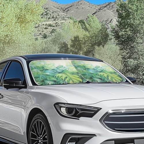 Image of Palm Leaf Sun Shade for Car Windshield Foldable Front Windshield Shade for Sun Auto Vehicle Shield Reflector Blocking Screen Cover Fit Car Front Window for Trucks SUV Van