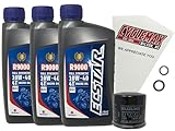 Cyclemax Full Synthetic R9000 Oil Change Kit compatible with Suzuki 990A0-01E40-3KT SV650, GSXR, V-Strom, Gladius, and KingQuad