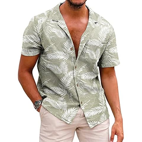 COOFANDY Men's Hawaiian Floral Shirts Button Down Tropical Holiday Beach Shirts Cover