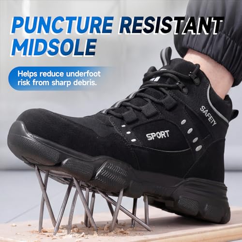 Image of Steel Toe Boots for Men Puncture Resistant Work Utility Safety Shoes