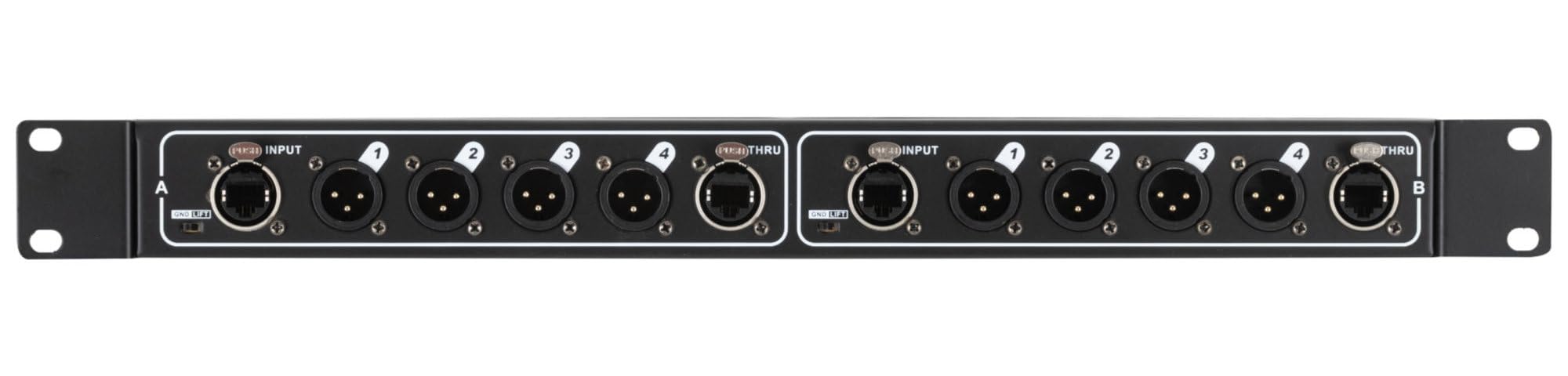 Pronomic NetCore SR-3M Boîtier Multicore Rack M/M Dual - unité rack avec 2x 4 connecteurs XLR (male) et 4x prise RJ45 - pour la transmission de signaux analogiques ou numériques via câble réseau