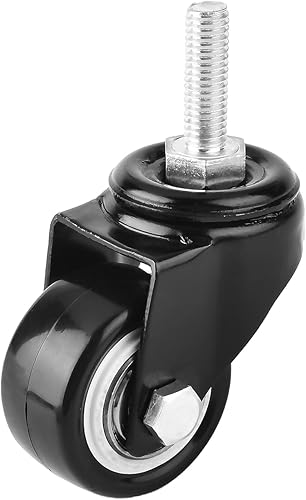 Ruedas giratorias de 1.5 pulgadas, rueda giratoria de poliuretano con vástago roscado de 360 grados, M8 x 0.984 in, capacidad de 77 libras cada