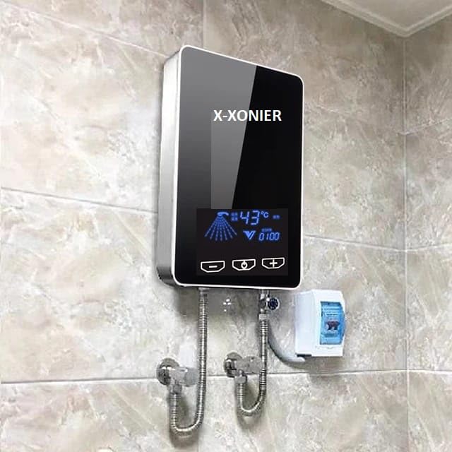 X-Xonier SMART INSTANT AUTOMATIC WATER HEATER (GEYSER) INDIA'S First Endless HOT Water Supply no Storage Tankless Advance Saftey feature Touch Panel Digital Temperature Display Fast Heating (BLACK)