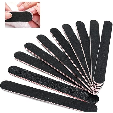 10 PCS Professionelle Double Sided 100/180 Grit Nail Files Emery Board Black Manicure Pedicure Tool and Nail Buffering Files Cover