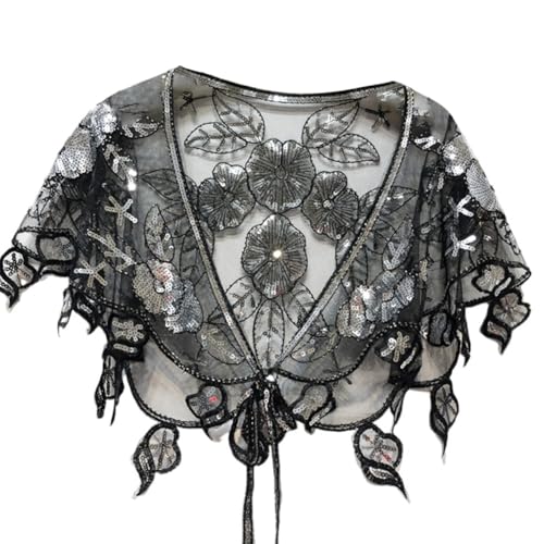 Women's 1920s Shawl Cape Flapper Cover Up Evening Dress Wedding Bridal Cape Mesh Shawl Wraps