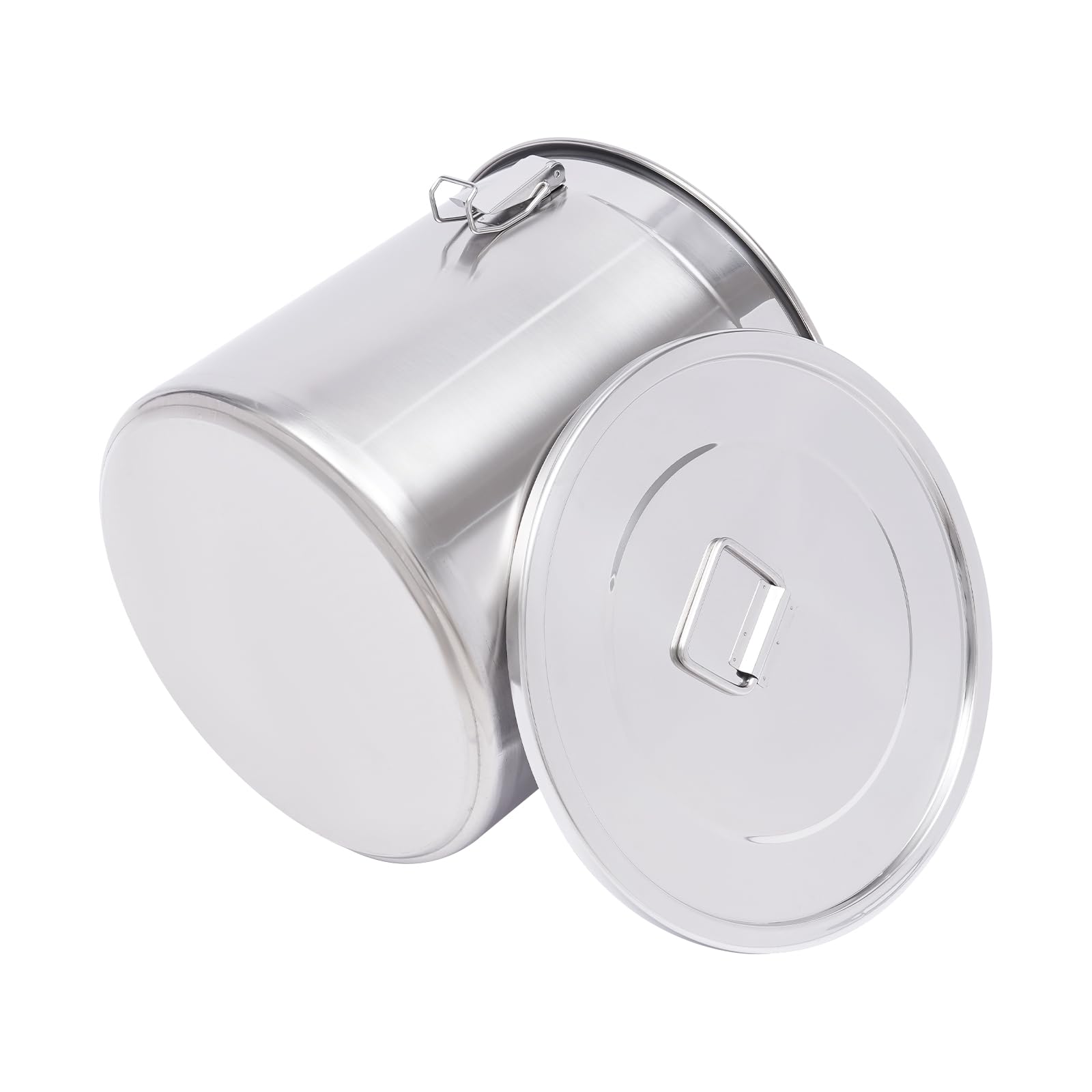 Contenitore ermetico in acciaio inox da 33 l, con coperchio e anello di tenuta in silicone, grande contenitore per alimenti, per riso, farina, cereali e tè, secchio in metallo per cucina e scorte