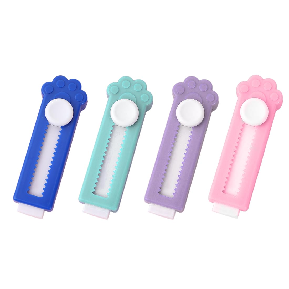 EIHI 4 Piezas Gomas De Borrar, Borradores Retráctiles De Goma con Forma De Pata, Borradores con Dibujos Animados Estilo Pluma De Escribir para Niños, Kawaii Push Pull Goma De Borrar(4 Colores)