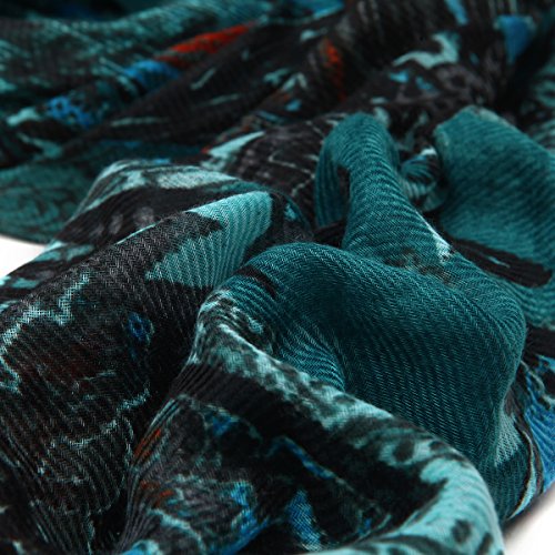 TrendsBlue Premium Unique Long Paisley Floral Scarf Wrap3