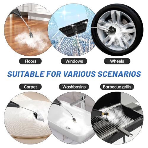 Image of High Pressure Steam Cleaner, 6-Level Adjustable, 15s Heat-Up, 1.2L Large Tank. Portable High Temp Bathroom Power Steamer Cleaning Machine Steam Cleaner For Home Use Kitchen Grease Car Cleaning