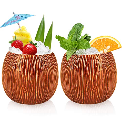 Ceramic Mug Set of 2 Coconut Shape Mug For Gifts Cups And Mugs Collections New Year Decoration Tiki Mug 520ml17oz 2