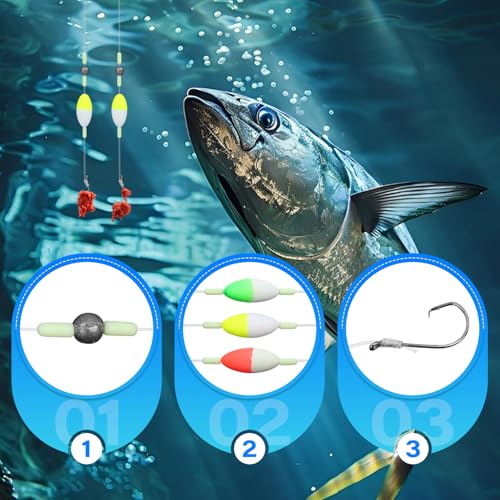 Fish Finder Float Rig, Double-Hook Reverse Bottom Rig, Equipo para Pesca en Surf, Cebo de Pesca para Agua Dulce y Salada, Anzuelos Circulares Catfish 1/0 miniatura 5