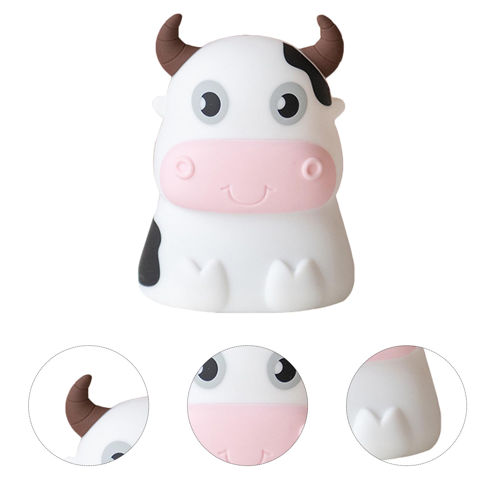 Luz Nocturna de Silicona Forma de Vaca para Dormitorio Infantil Luz Quitamiedos para Bebés Multicolor para Habitación de