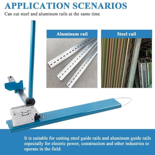Coupe-rail DIN, double rainure, 35 mm avec échelle de mesure, idéal pour la coupe de goulottes en acier, en aluminium et en PVC