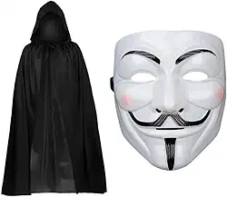 Fantasia Halloween Mascara Capuz Capa Adulto V De Vingança