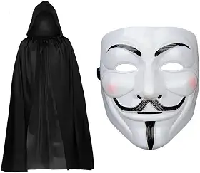 Fantasia Halloween Mascara Capuz Capa Adulto V De Vingança