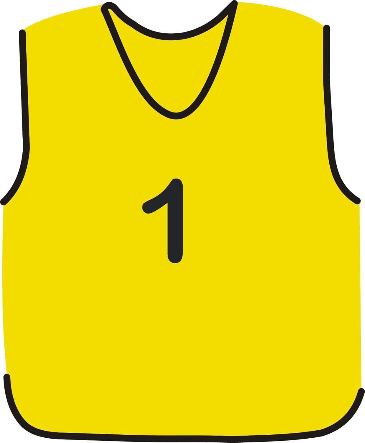 NUMBERED FOOTBALL MESH TRAINING SPORTS BIBS Pack of 7 (1-7 OR number of your choice)-Front only (Amber, Kids (U5's))