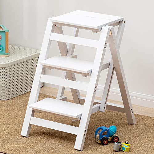 Taburete Plegable Madera Blanco Marca Generic