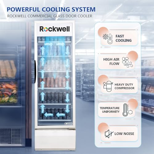 Image of Rockwell RVC550 Visi Cooler, Extra-Tall Single Door, Bright LED View, Heavy-Duty Cooling for Retail and Cafes, Low-Power System, 4-Year Warranty