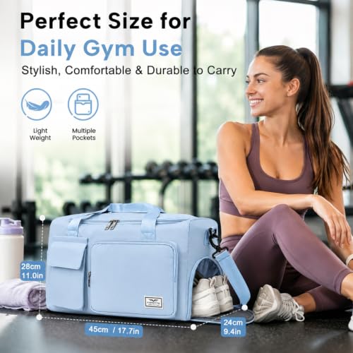 Image of FIORETTO Women's Gym Duffle Bag with Shoes Compartment, 30L Capacity, Ideal for Travel, Gym, Sports, Duffel, Weekender
