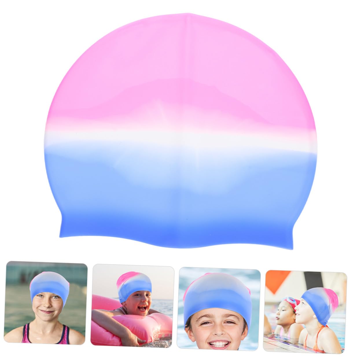 HANABASS 6 Cuffia in Silicone per Adulti Protezione Scivolo Unisex Rosa e Blu Sfumato Facile Indossare e Resistente Allacqua