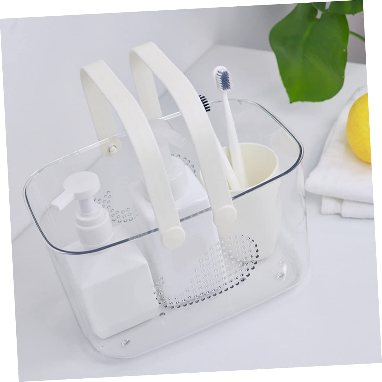 Cesta de Ducha de Plástico Blanco para Baño con Diseño Moderno y Práctico, Organizador Portátil para Jabón y Toallas en Uso Doméstico