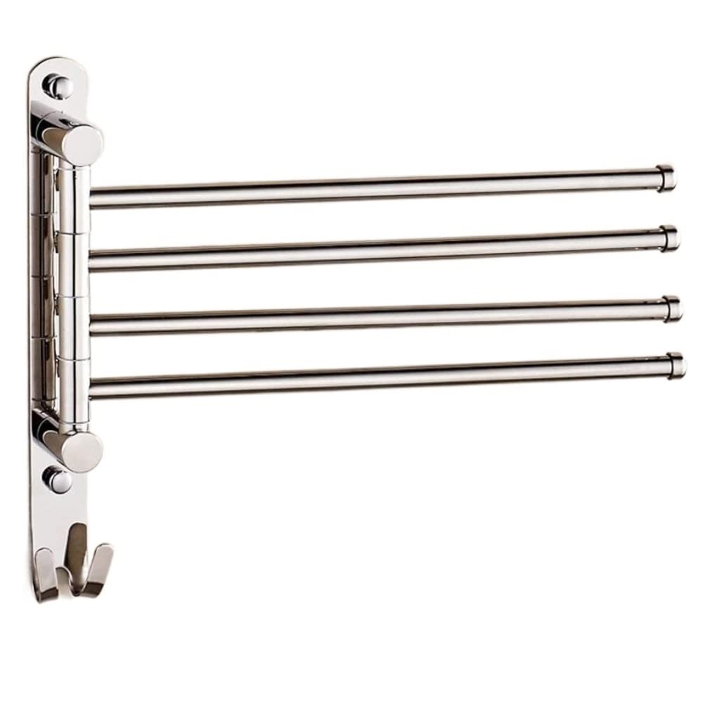 towel rail， 304 Stainless Steel Rotating Towel Rack - Strong Load-Bearing Foldable Bar for Bathroom