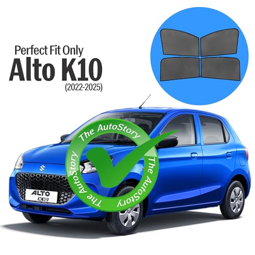 Image of AutoStory Custom Fit Black Mesh Car Sunshade for Alto K10 2022-2025 | UV & Heat Protection Car Window Curtains | Privacy Car Sun Shade | Breathable Vehicle Specific Side Window Shades
