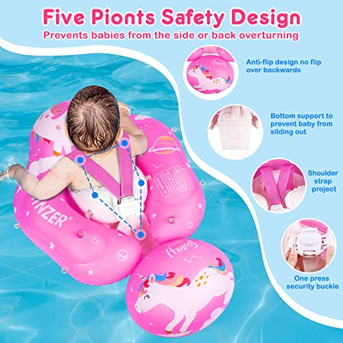 Baby Swimming Pool Floats With Canopy Unicorrn Inflatable Infant Pool Float Upf 50+Uv Sun Protection And Anti-Flip Tail For 3-36 Months Kids Swim Ring Water Toys Summer Pool Toys For Boys Girls #TOP3