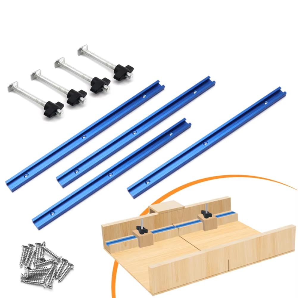 Littimoon Woodworking 19 T-Track Kit and Accessories Aluminum T-Tracks Slot Miter DIY Crosscut Sled Tool