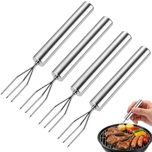 4 Stück Pellkartoffelgabel 14cm Kartoffelgabeln Edelstahl Wiederverwendbare Maisspieße & Fleischgabeln, Spülmaschinenfest für Schälen, Grillen & Camping