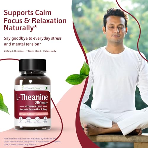 Image of L Theanine 250mg with Vitamin B Complex | 120 Veg Tablets - L Theanine Supplements for Relaxation, Mood, Focus & Energy Levels | Stress Support Formula