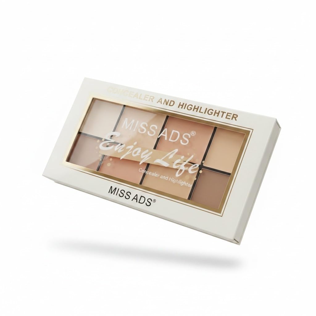 MISS ADS® Concealer and Highlighter Palette | 8 Shades, Contour & Highlight-image-20