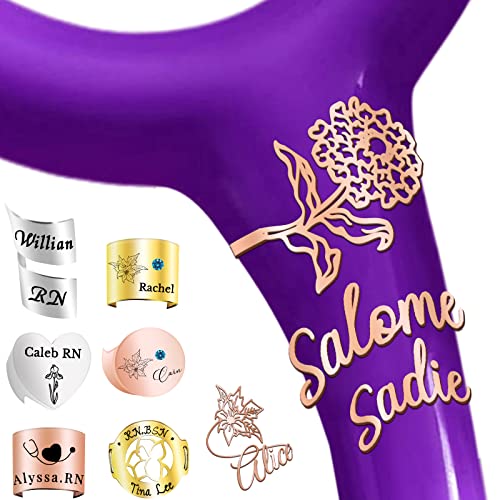 Stethoscope Name Tag Personalized Stethoscope ID Charm Accessories for Nurses Doctor Custom Engraved Name Badge with Birth Flower Nurses Week Gift,Style 7 Rosegold