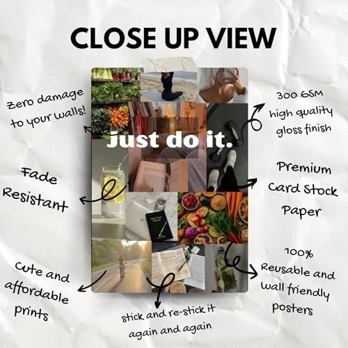 Image of Yellow Town India Dream Life Vision Board Poster Set | 6 A4 Motivational & Lifestyle Aesthetic Posters with Wall Friendly Glue Sheets | Goal Manifestation, Daily Inspiration Wall Decor