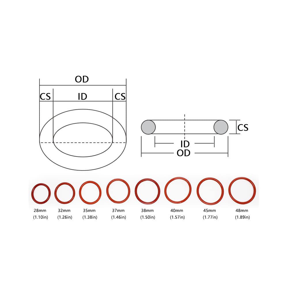 15x Rote Silikon O-Ringe VMQ – 35x28x3,5 Mm, CS 3 Produktbild-Vorschau 2