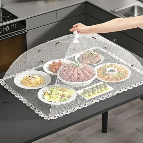Foldable Food Mesh Cover Anti-fly Kitchen Vegetable Food Protection Gadget (S,32cm)