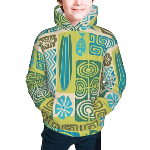 Exotic Tiki Pattern 1 Kids Pullover Hoodies Boys Sweatshirts Girls Athletic Clothes with Pocket2