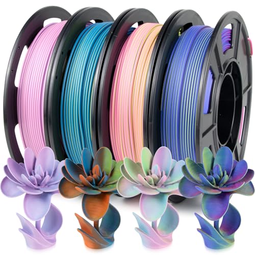 Image of iSANMATE Matte Tri Color Filament Bundle, 3-in-1 Color Rainbow Filament Bundle, 3D Printer Filament Coextrusion 3D Filament, Rapid Magic Color Change Filament 1.75mm,250g*4