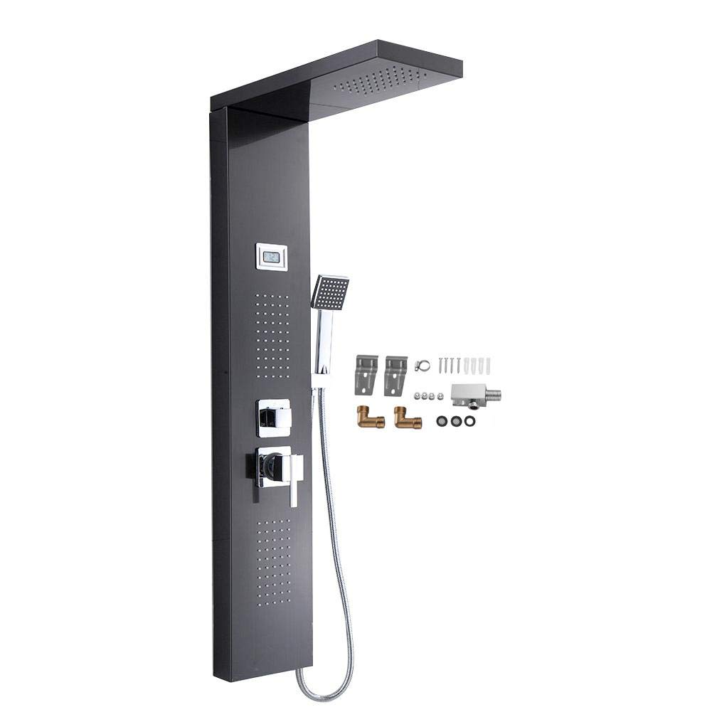 Panel prysznicowy kolumna kolumna ze stali nierdzewnej 304, system prysznicowy z 3 wylotem wody, wyświetlacz LCD, termostatyczny system wodny, nowoczesny design
