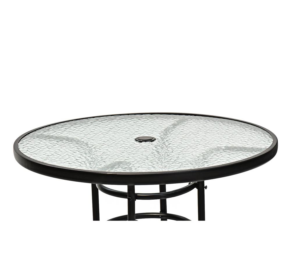 KOTEK 32'' Patio Table with Umbrella Hole, Outdoor Bistro Table w/Tempered Glass Top & Sturdy Metal Frame, Round Patio Dining Table Coffee Table for Garden, Balcony, Poolside : Patio, Lawn