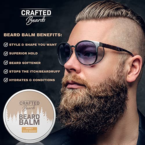 Crafted Beards - Beard Balm - Beard Wax - Mustache Wax - Light Hold - For A Softer, Smoother, Moisturized Beard - Made With All-Natural And Organic Ingredients - Leave In Conditioner (Honey Coco Mango) #TOP2