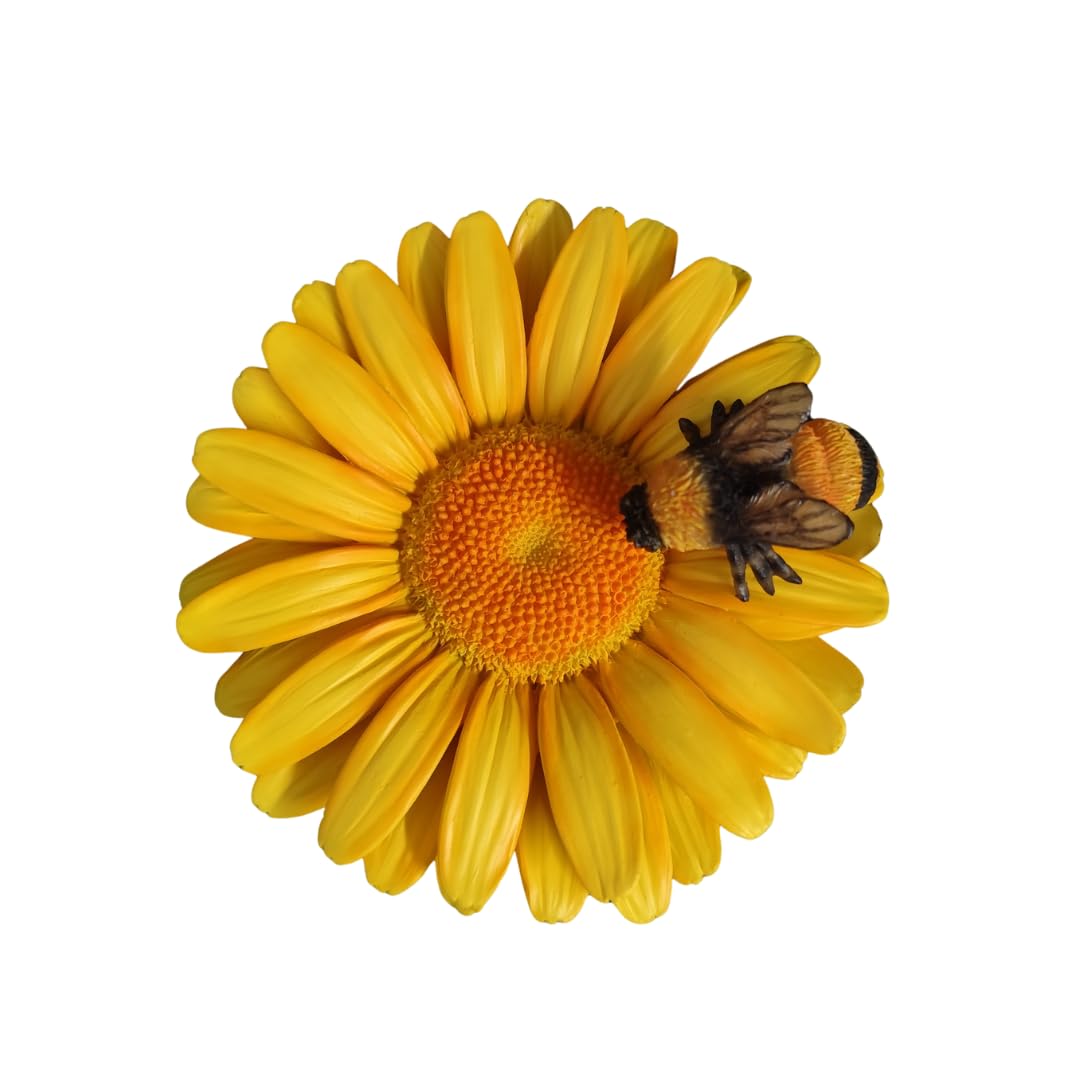 Vivid Arts - Hanging Yellow Daisy with Bee - Garden Decor Inside or Outside
