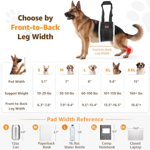 Image of Adjustable Dog Lift Harness, Dog Sling for Large Dogs Lift Support and Rehab Harness for Weak Rear Legs, Soft Hind Leg Support Helps Senior, Injured,Disabled and After ACL Surgery Dogs(Black,X-Large)