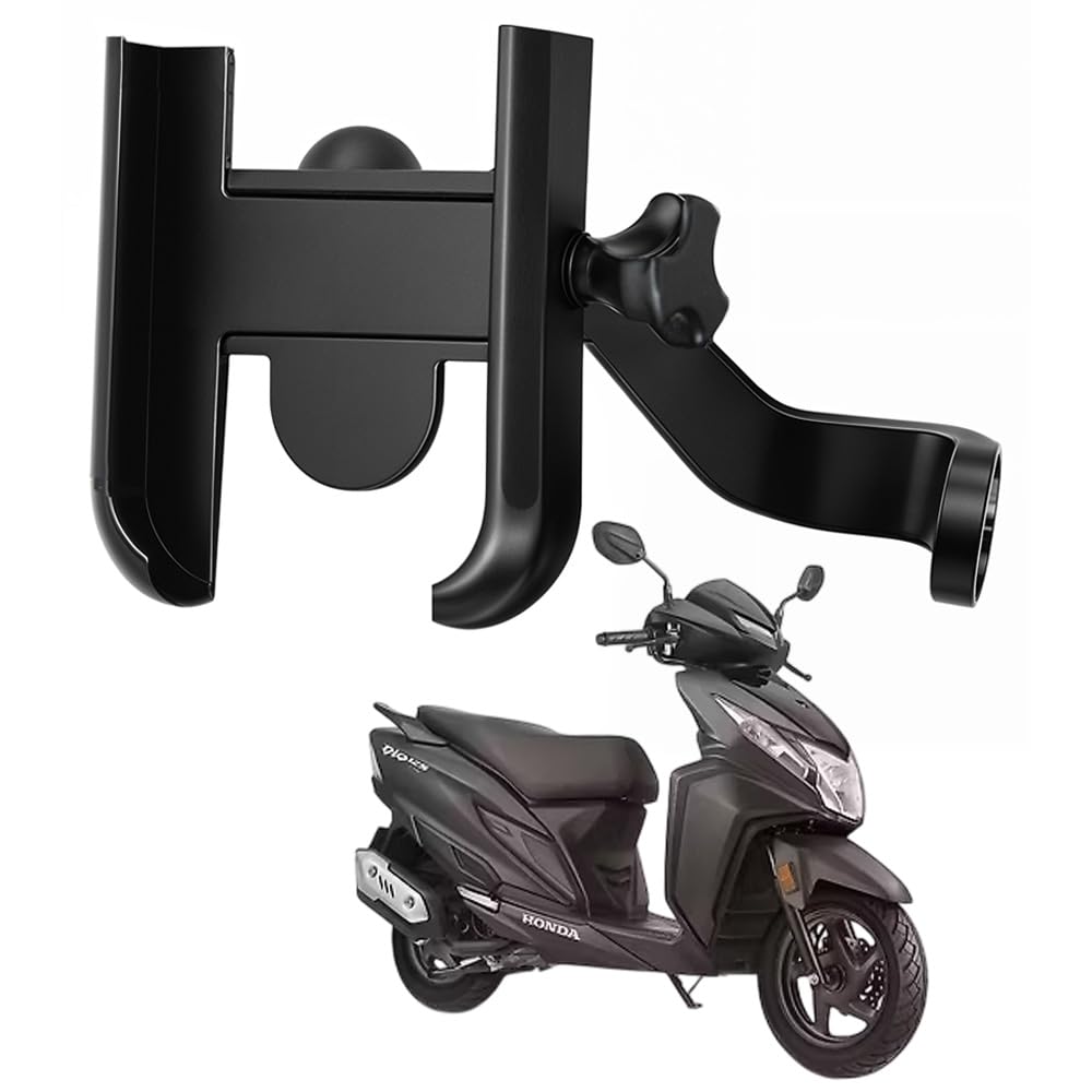 WHIPONE Metal CNC Mobile Holder for Scooter, Scooty & Motorcycle Compatible for Honda Dio, Mirror Mount, 360° Rotation, Strong Anti-Slip Grip, Wide Adjustable Fit for All Smartphones (Black)-picture-37