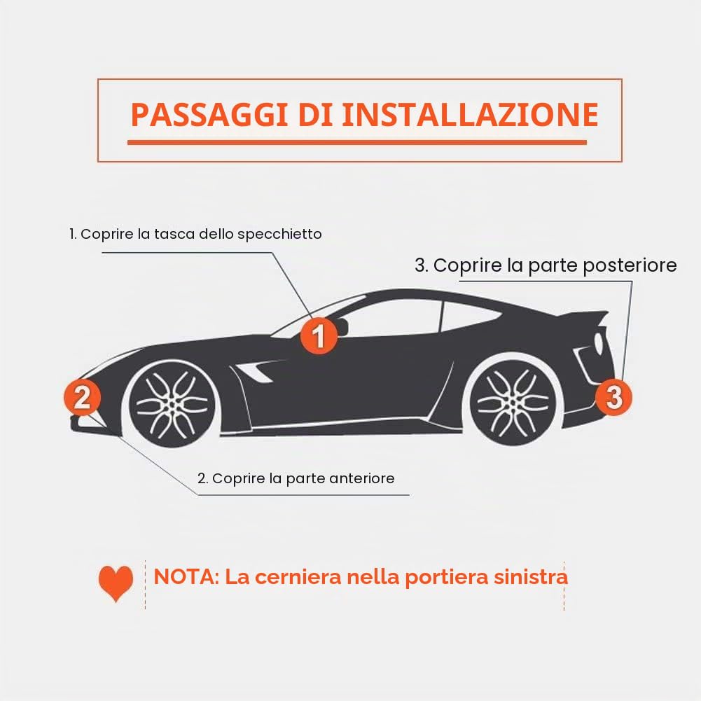 Kayme Telo Copriauto da Esterno, Compatibile con Fiat Panda (2011-2025), Copertura a 6 Starti per Impermeabile Anti UV Anti Vento Antipolvere, Telo Copri con Cerniera e in Cotone.