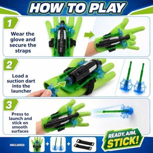 Image of Shooting Gloves (1pc) -(1 x Spider Web Shooters1 x Gloves1 x Sucker Darts x 2 belts2) Web Shooters Toy | Hero Launcher Wrist Web Shooting Action, Sticky Wall Soft Bomb