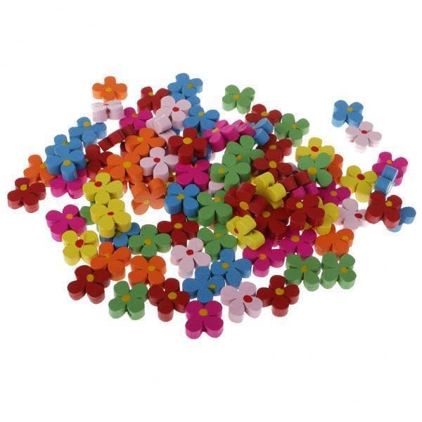 SNAPPSY 3x100 Pieces Plum Blossom Flower Shape Wooden Beads Loose Beads for Craft 13mm-image-30